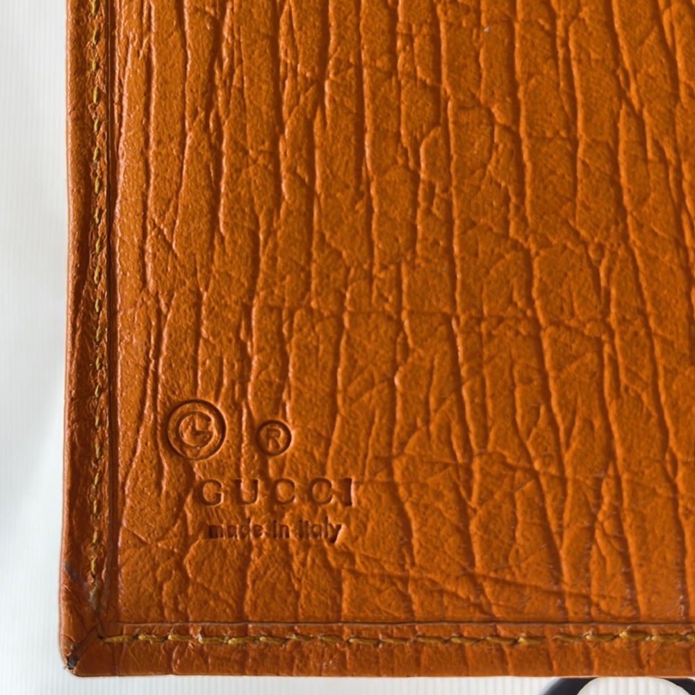 Vintage orange textured leather bi-fold wallet - Picture 8 of 16